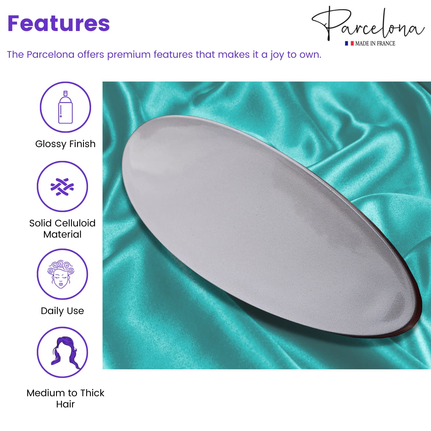 Parcelona French Oval Large 4" Cellulose Automatic Hair Barrette for Women