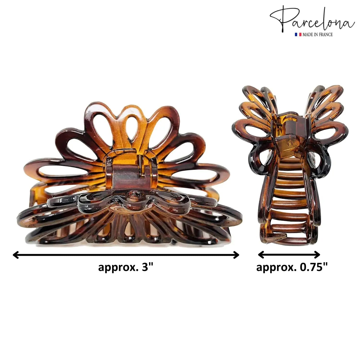 Parcelona French Plume Medium 3" Cellulose Acetate Hair Claw for Women and Girls