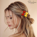 Parcelona French Ribbon Bow Small Celluloid Side Hair Barrettes for Women & Girls