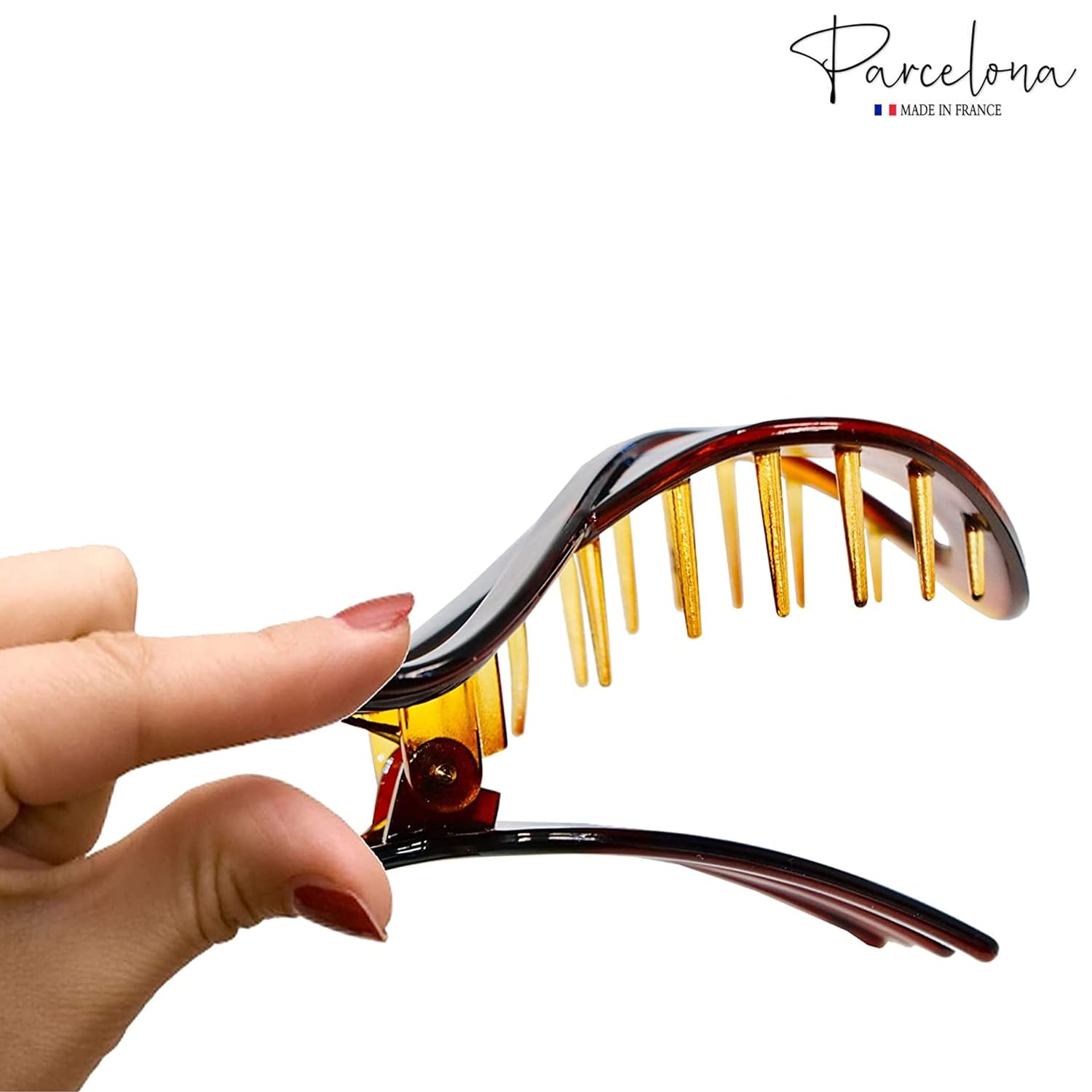 Parcelona French Infinity Loop Medium 3” Cellulose Hair Claw for Women and Girls