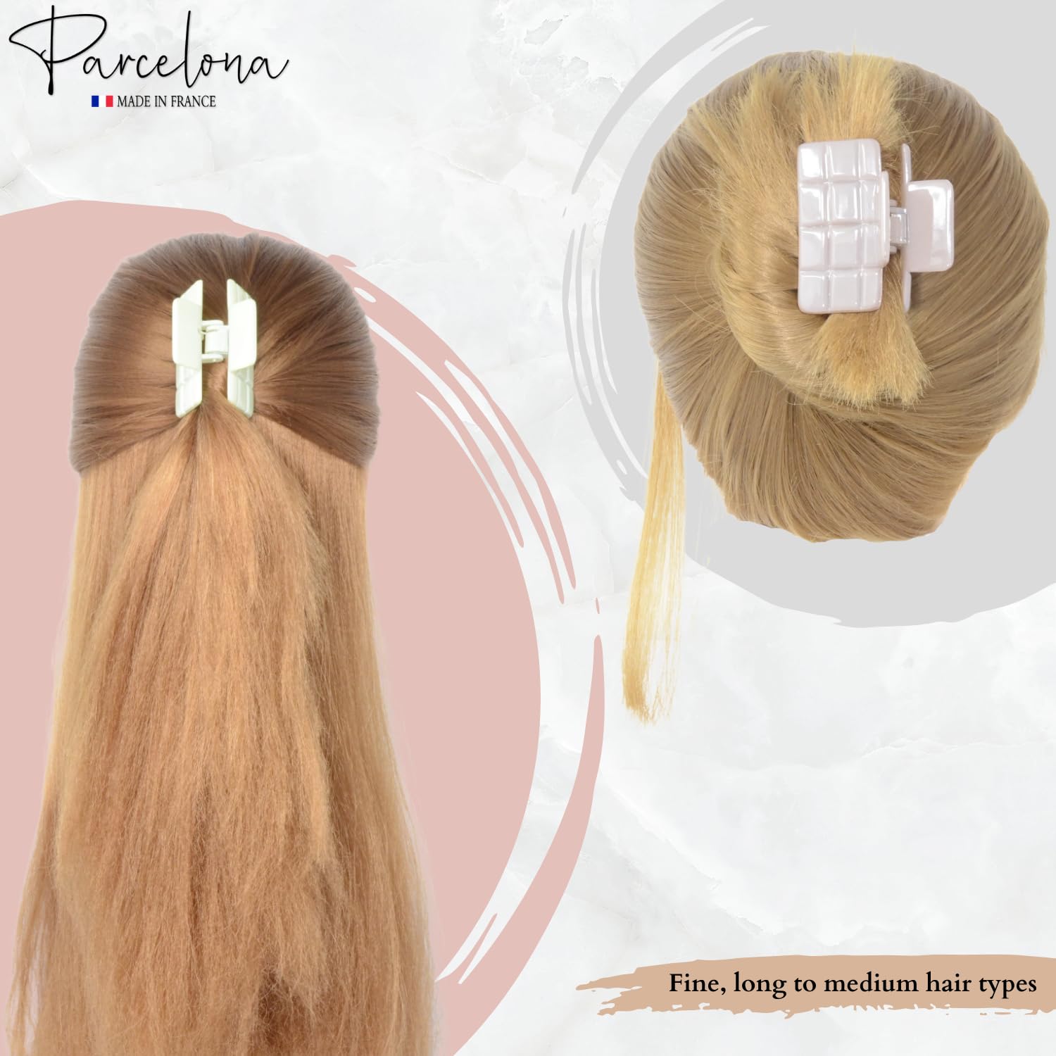 Parcelona French Checkered Small Cellulose Jaw Hair Claw Clamps for Women(2 Pcs)