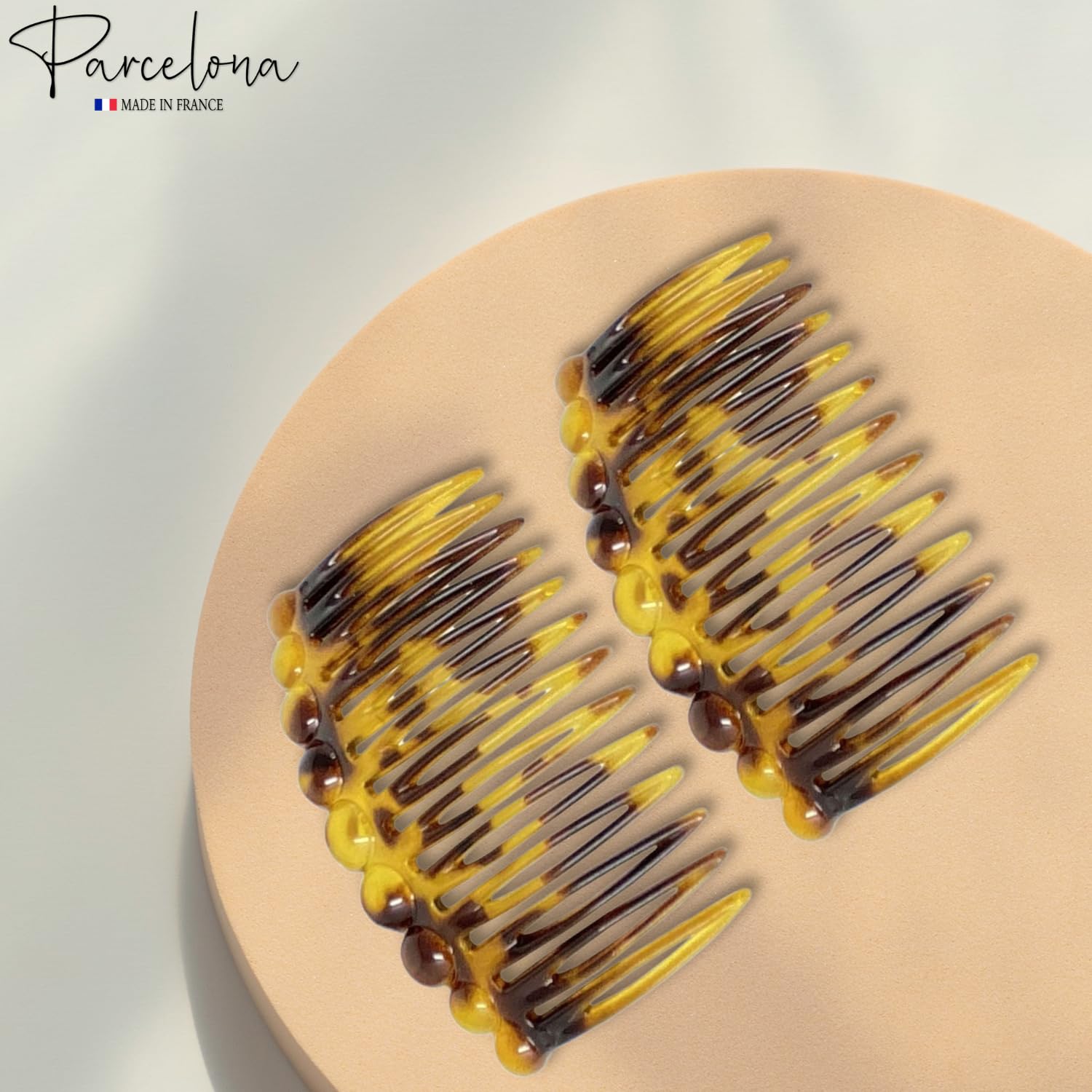 Parcelona French Circles Edge Small 2.75” Cellulose Side Hair Combs - 2 Pcs