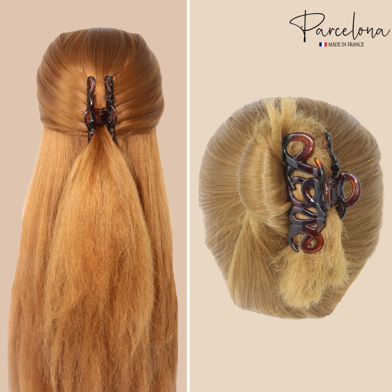 Parcelona French Love Medium 3" Cellulose Acetate Hair Claw Clip for Women