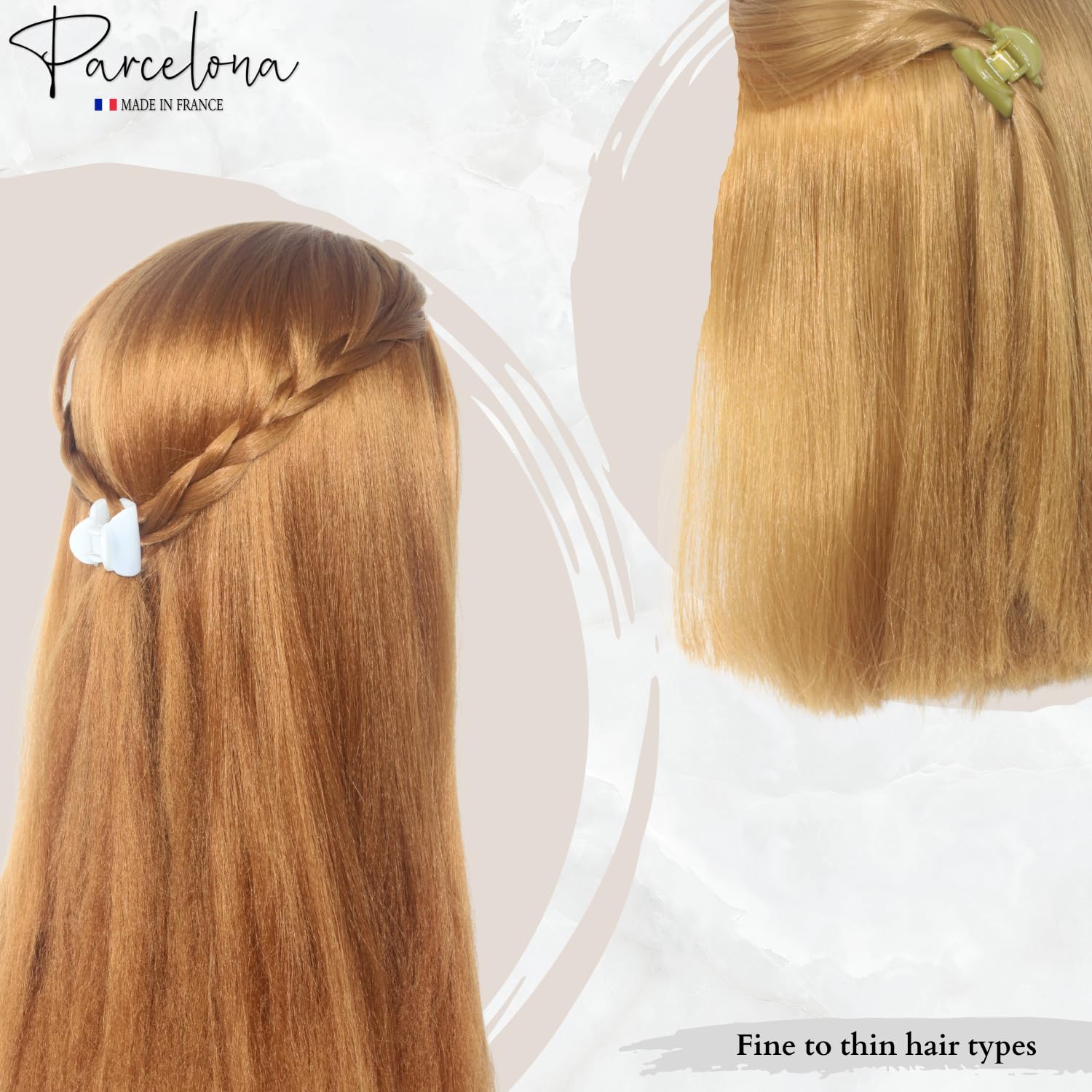 Parcelona French Chic Duo Small 1 1/4" Cellulose Hair Claw for Women and Girls