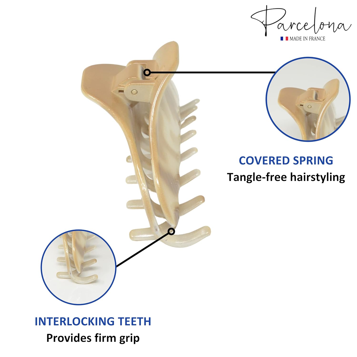 Parcelona French Boss Thin 3 1/2" Medium Cellulose Jaw Hair Claw for Women