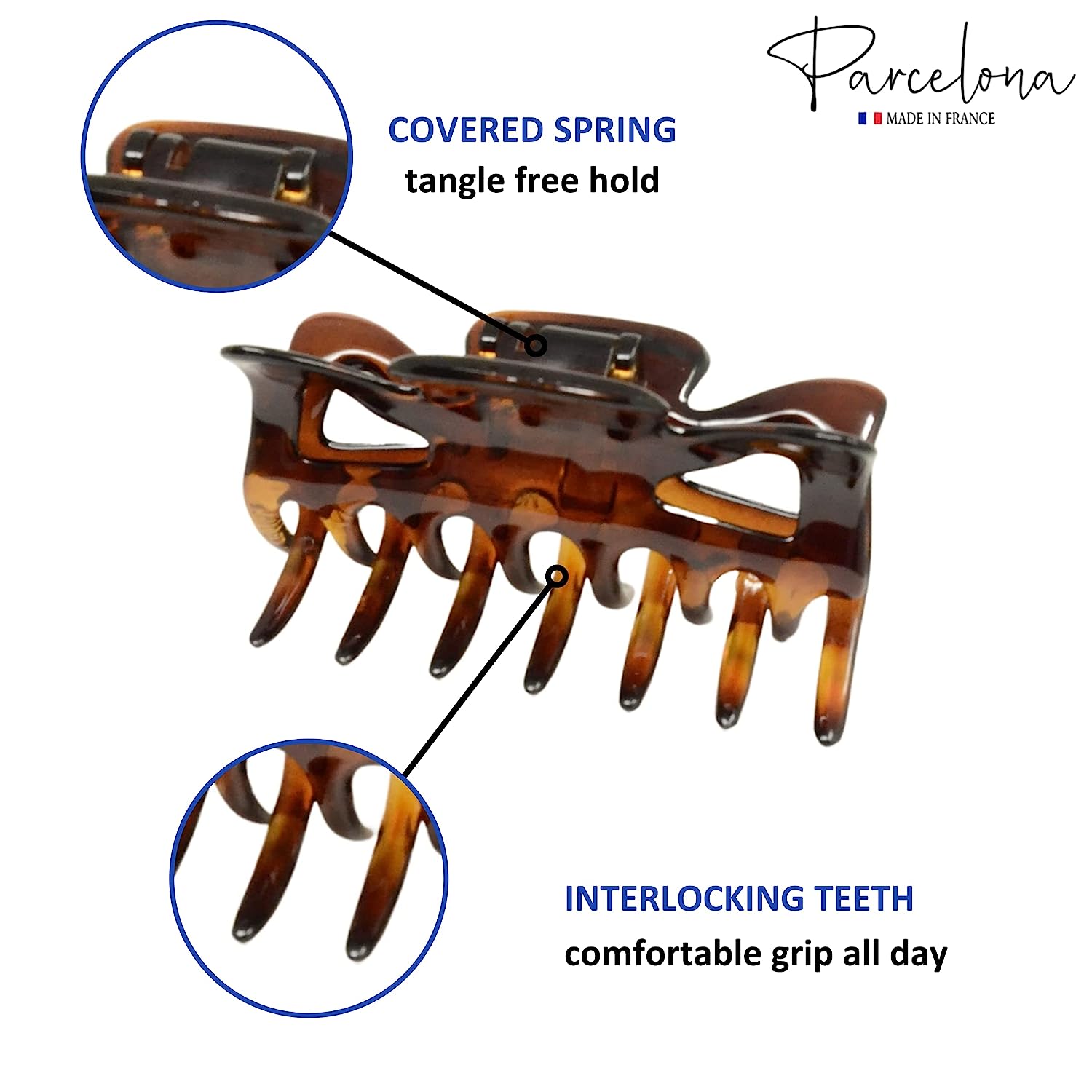 Parcelona French Classic 3" Medium Cellulose Covered Spring Hair Claw Clip