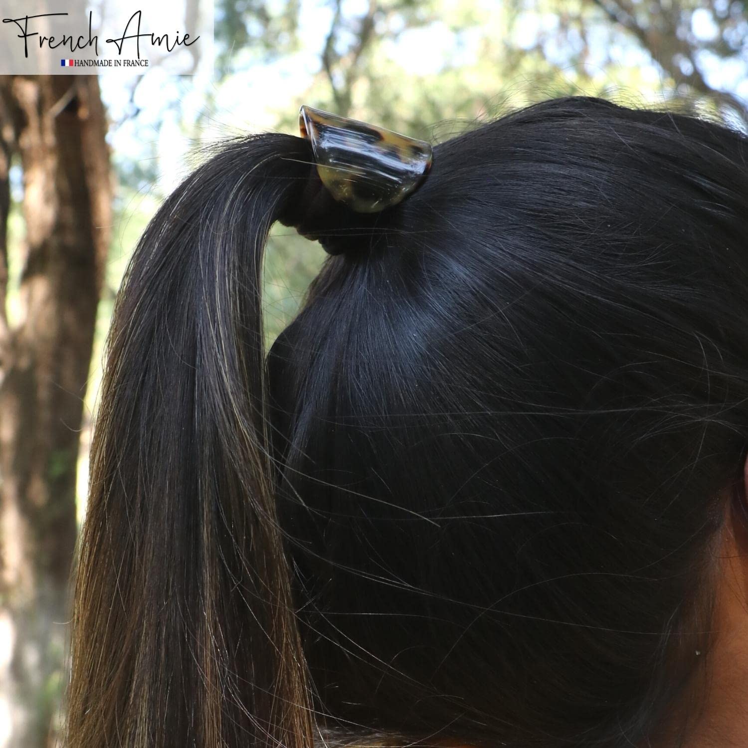 French Amie Curve Oval Cellulose Handmade Ponytail Elastic Hair Tie for Women