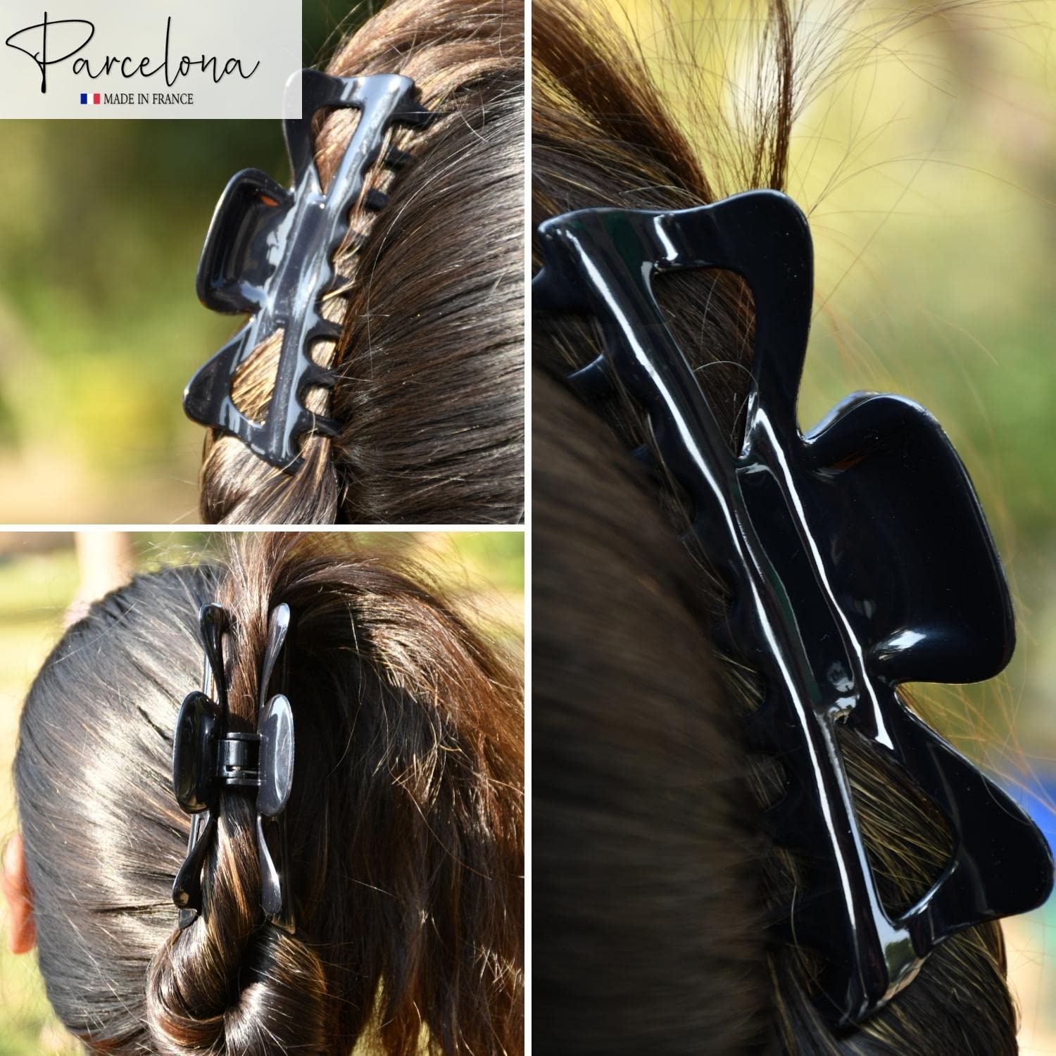 Parcelona French Classic Jumbo Large 5 1/2" Cellulose Hair Claw Clip for Women