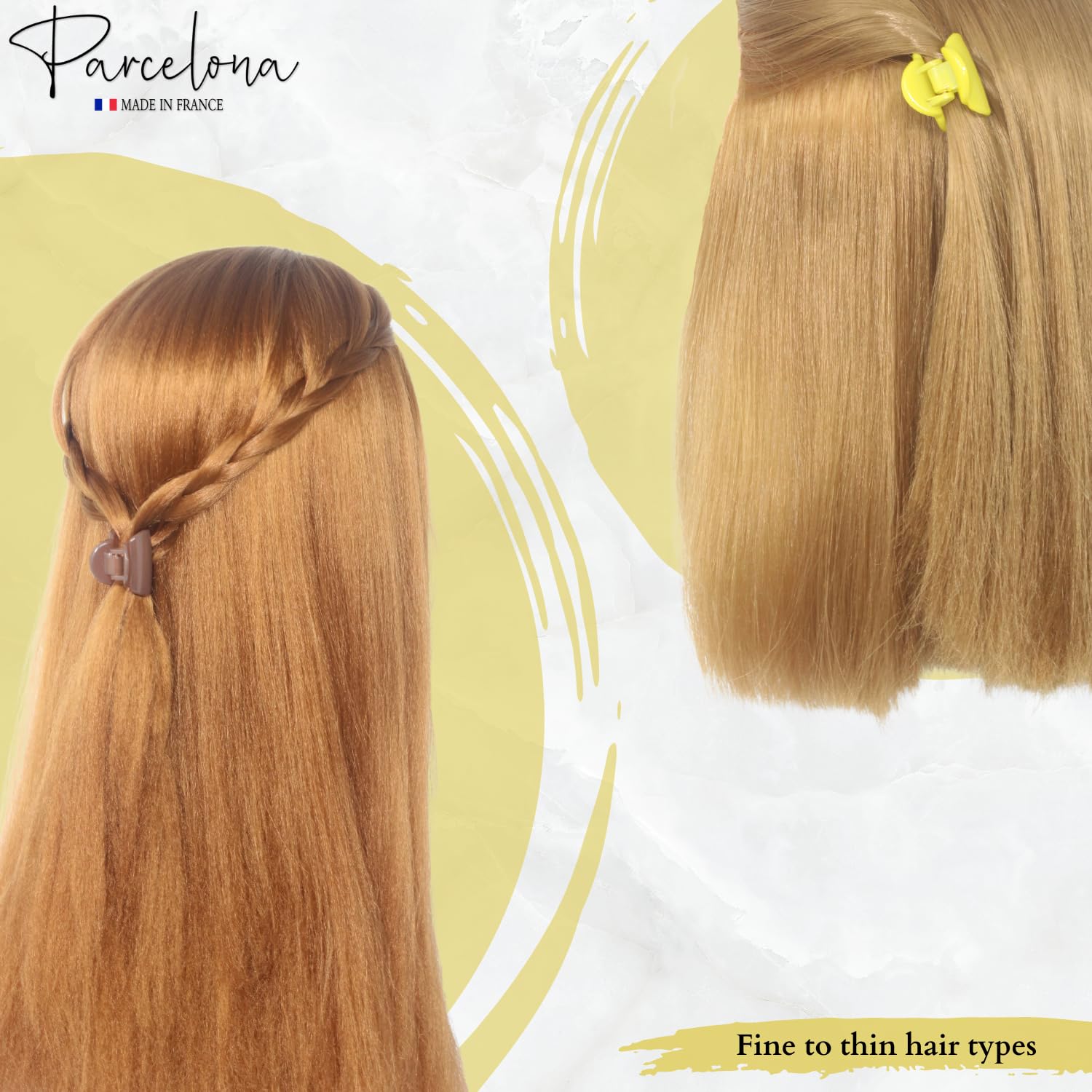 Parcelona French Chic Duo Small 1 1/4" Cellulose Hair Claw for Women and Girls