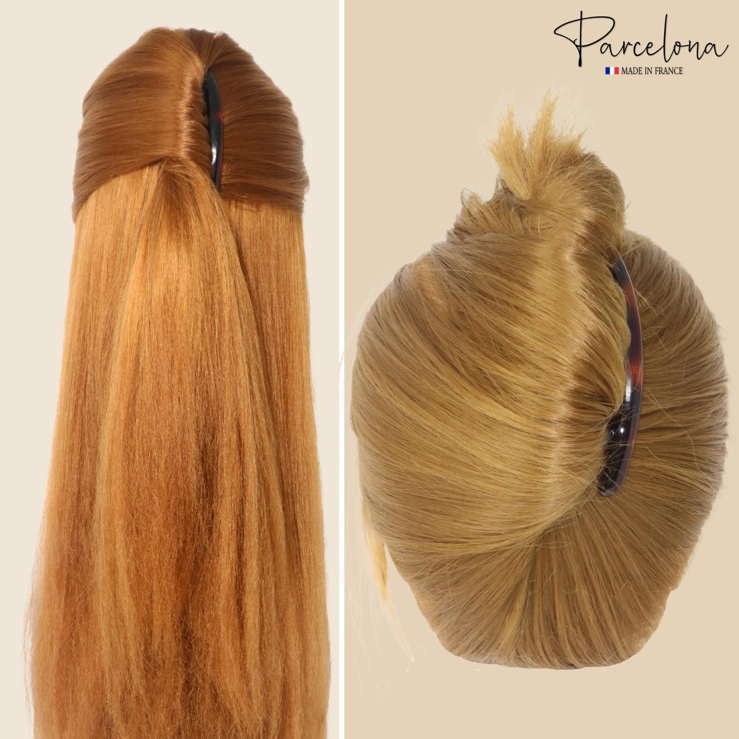 Parcelona French Twist 7 Teeth Large Cellulose Side Hair Combs for Women(2 Pcs)