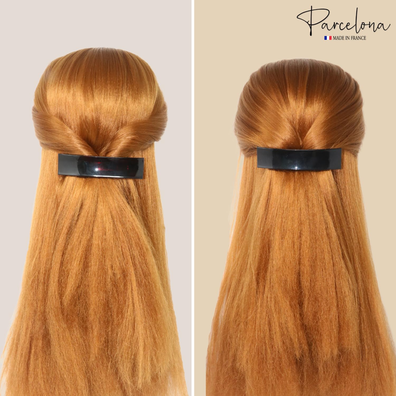 Parcelona French Rectangular Bar Large Cellulose Acetate Hair Barrette for Women