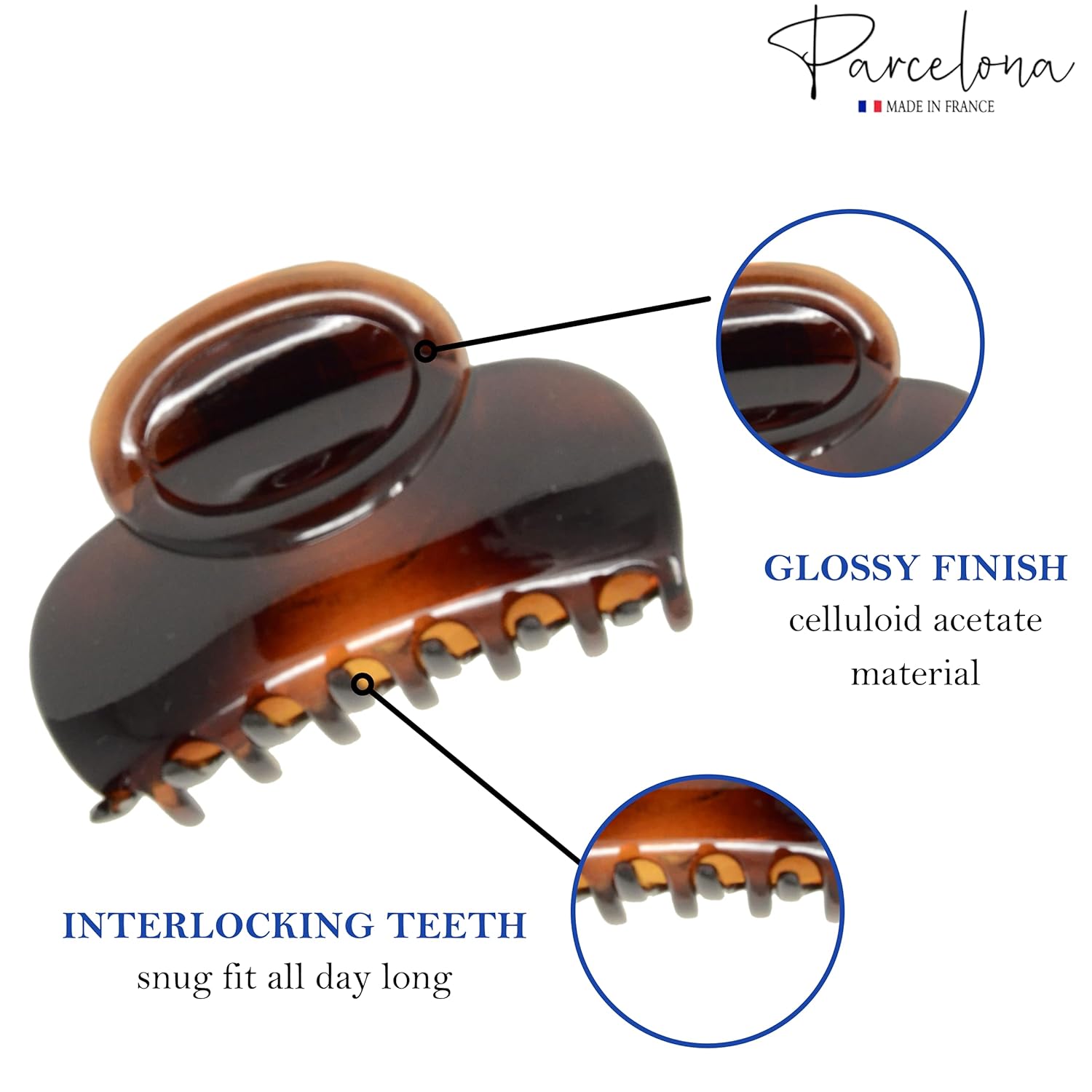 Parcelona French Bouton Medium Shell Cellulose Jaw Hair Claw for Women and Girls