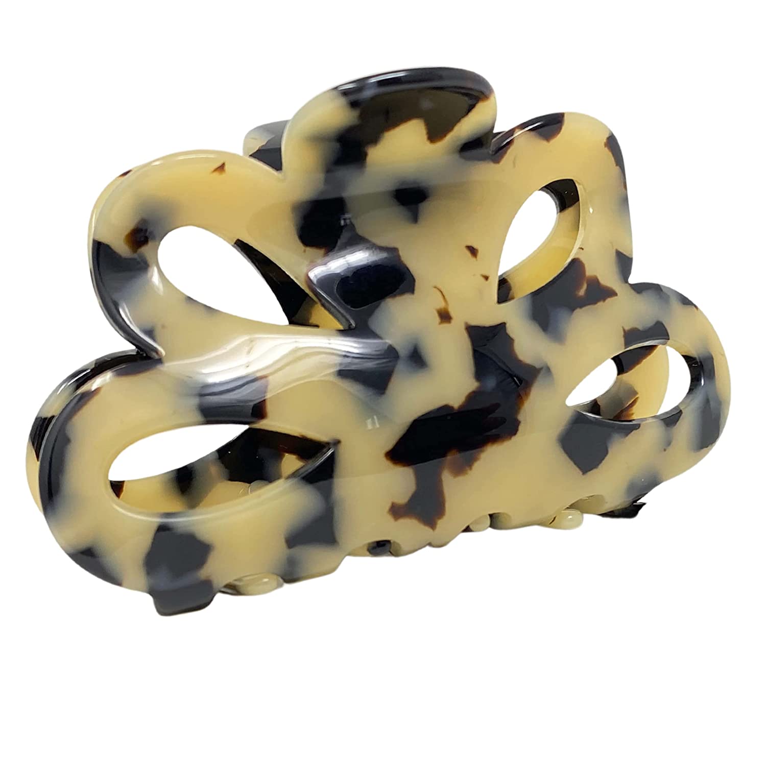 French Amie Flower Bloom 3" Handmade Cellulose No Slip Grip Hair Claw Clip