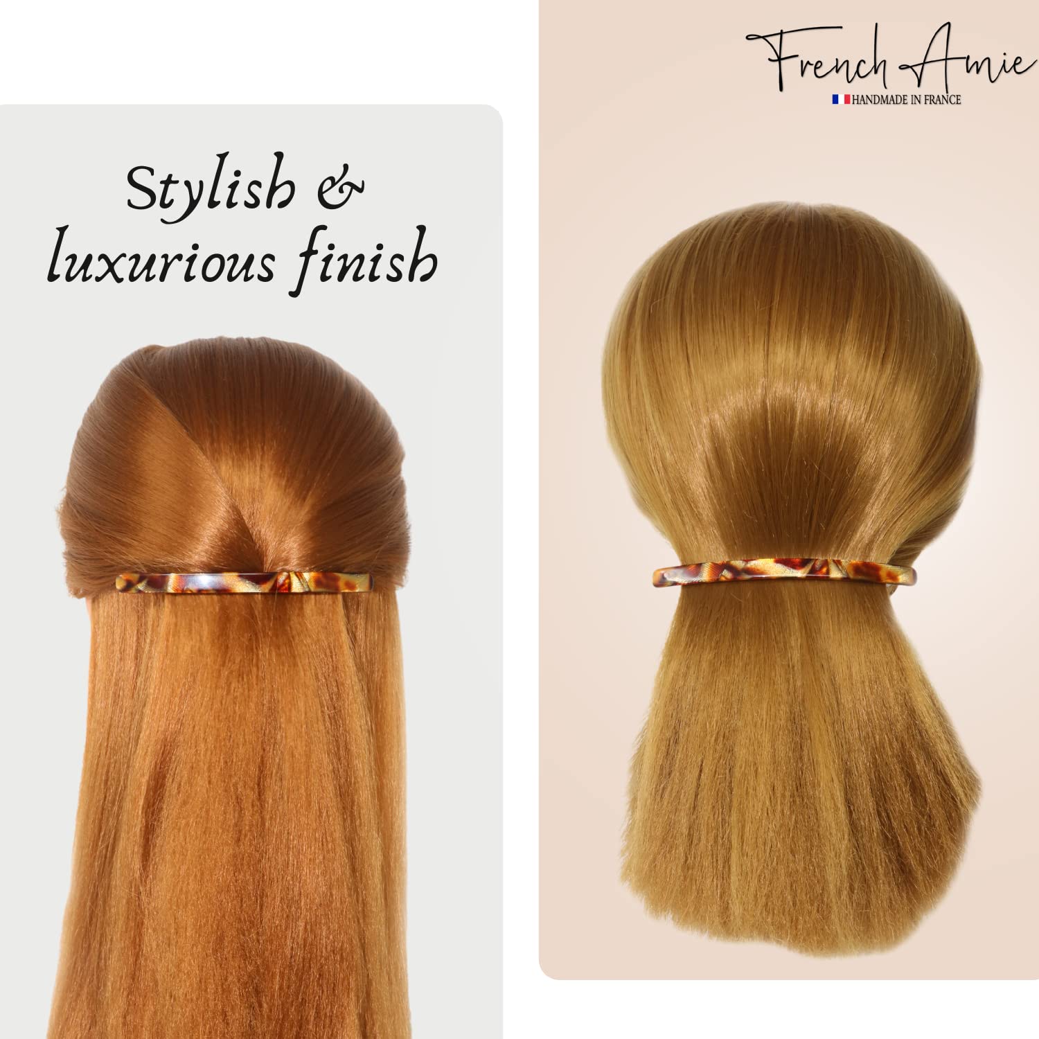French Amie Long And Thin Large 4” Cellulose Handmade Hair Clip Barrette