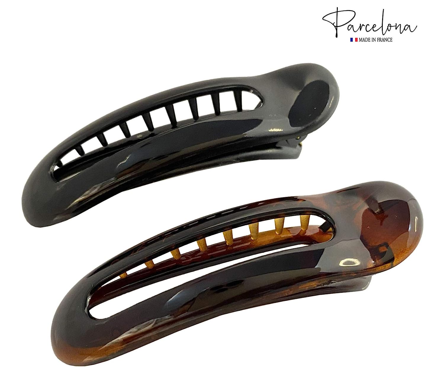 Parcelona French Oval Slider Small 3" Cellulose Side Hair Claw Clips(2 Pcs)