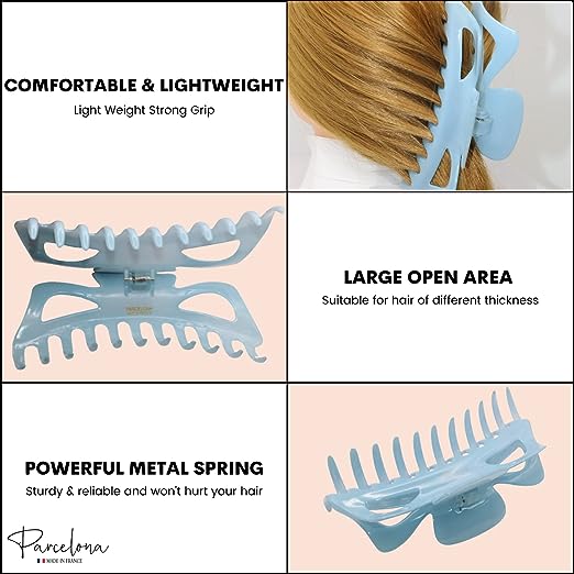 Parcelona French Classic Jumbo Large 5 1/2" Cellulose Hair Claw Clip for Women