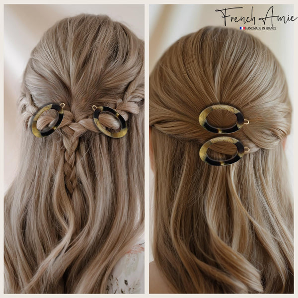 Medium Celluloid Hair Clip Barrette Handmade Golden Clasp for All Hair Amazon.com : French Amie Rectangular Gold Glitter 3 1/4  main image 4