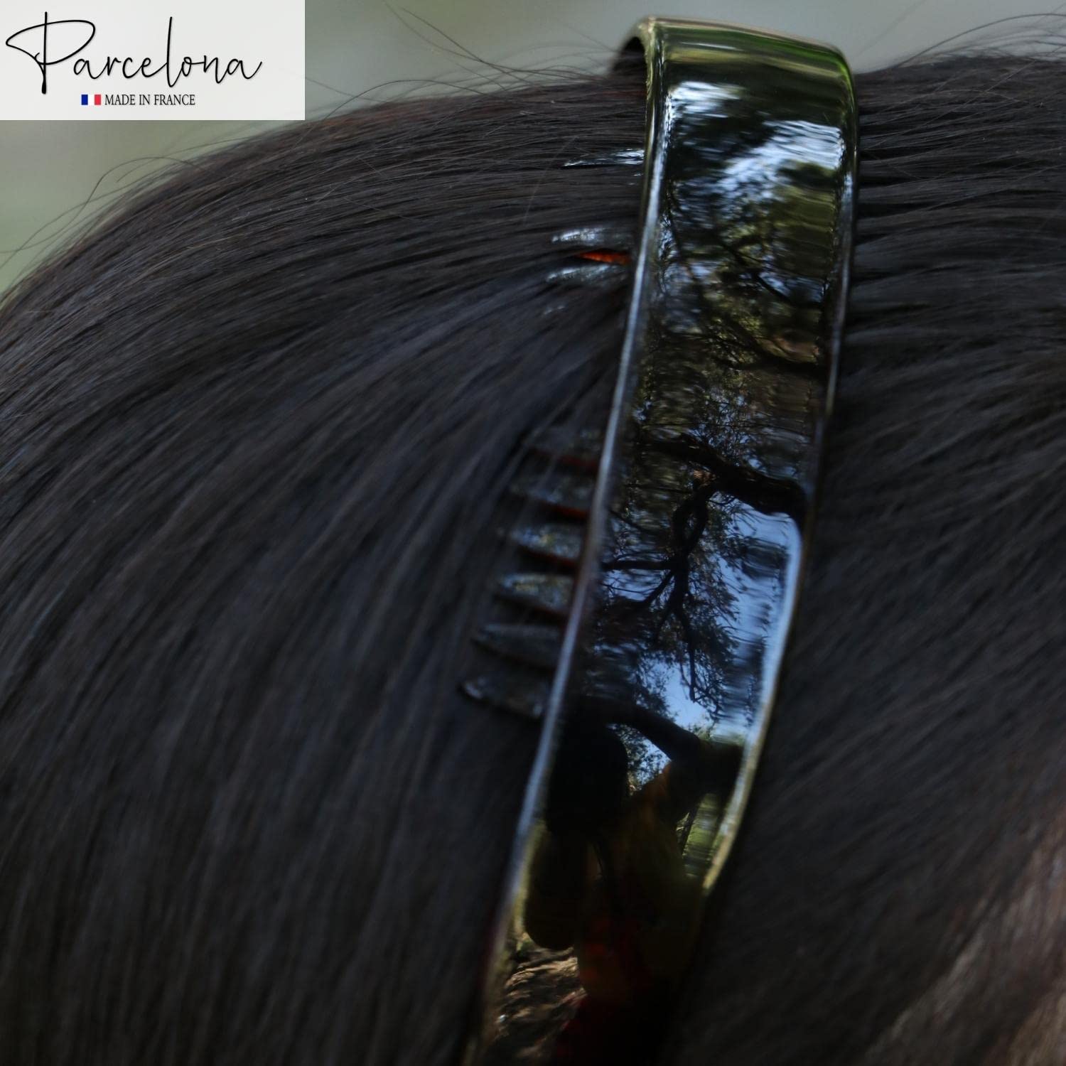 Parcelona French Toothed Smooth Cellulose Shell Brown Wide Hair Headband