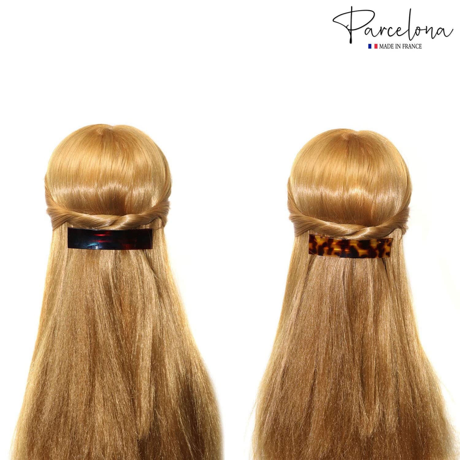 Parcelona French Rectangular Bar Large Cellulose Acetate Hair Barrette for Women