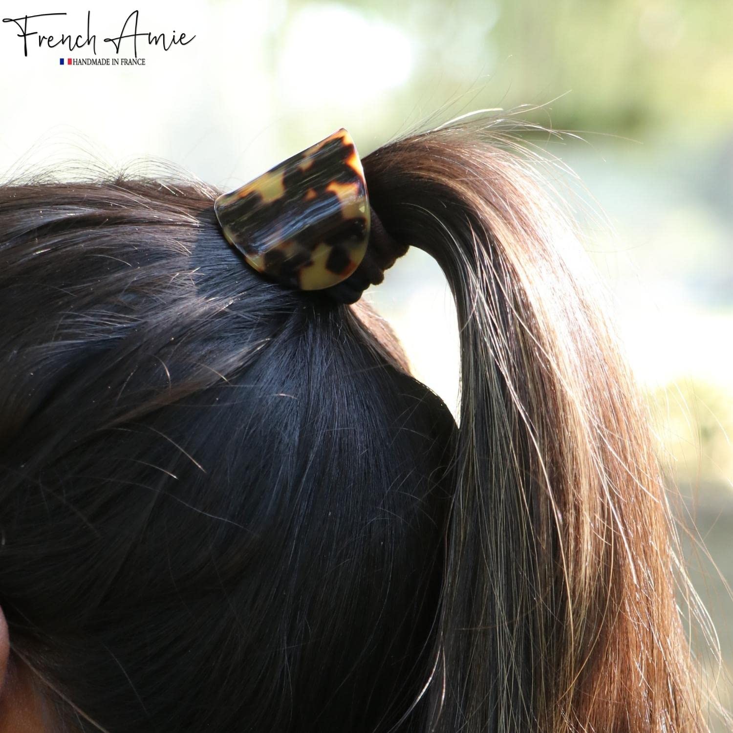 French Amie Curve Oval Cellulose Handmade Ponytail Elastic Hair Tie for Women