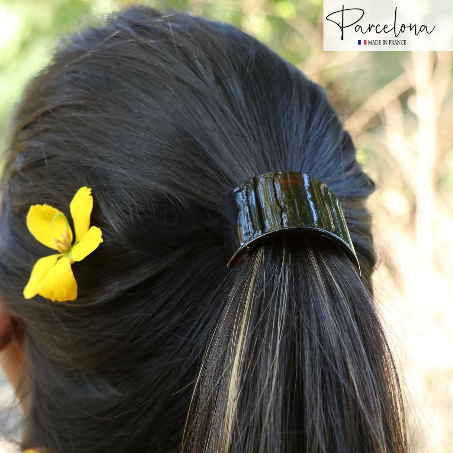 Parcelona France Canopy Cellulose Shell Pony Ponytail Hair Elastic Tie