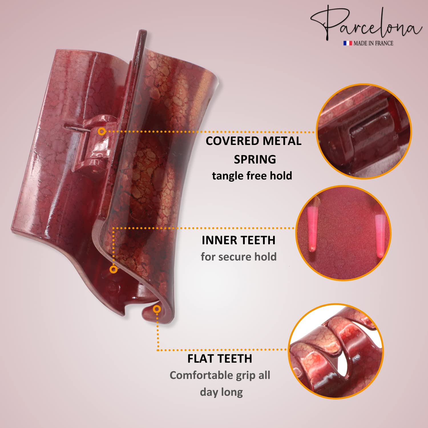 Parcelona French Slide 3" Medium Cellulose Jaw Hair Claw for Women and Girls