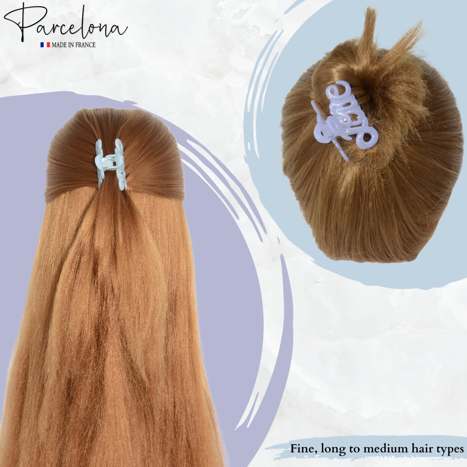 Parcelona French Love Small 2" Cellulose Acetate Hair Claws for Women and Girls