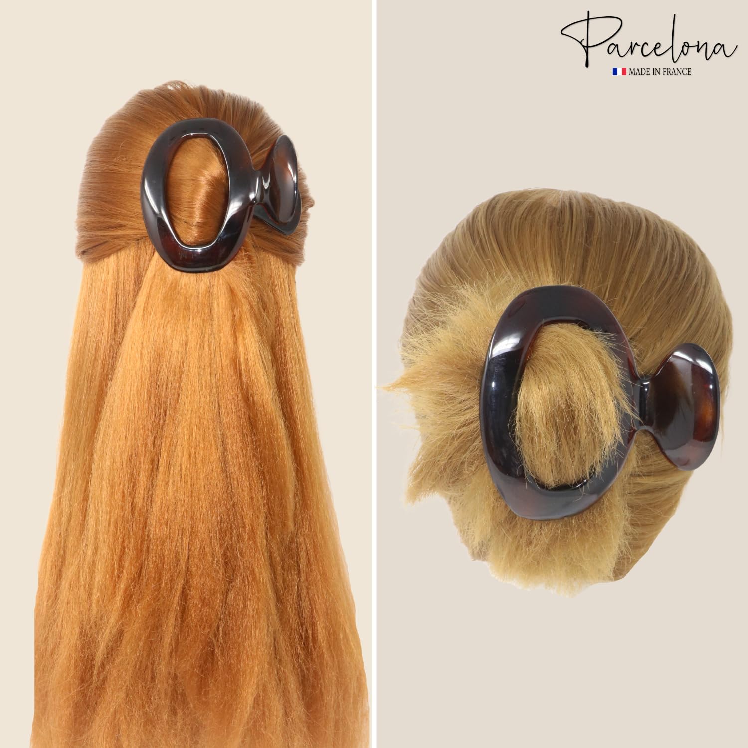 Parcelona French Duck Beak Oval Shell Cellulose Large Hair Claw for Women