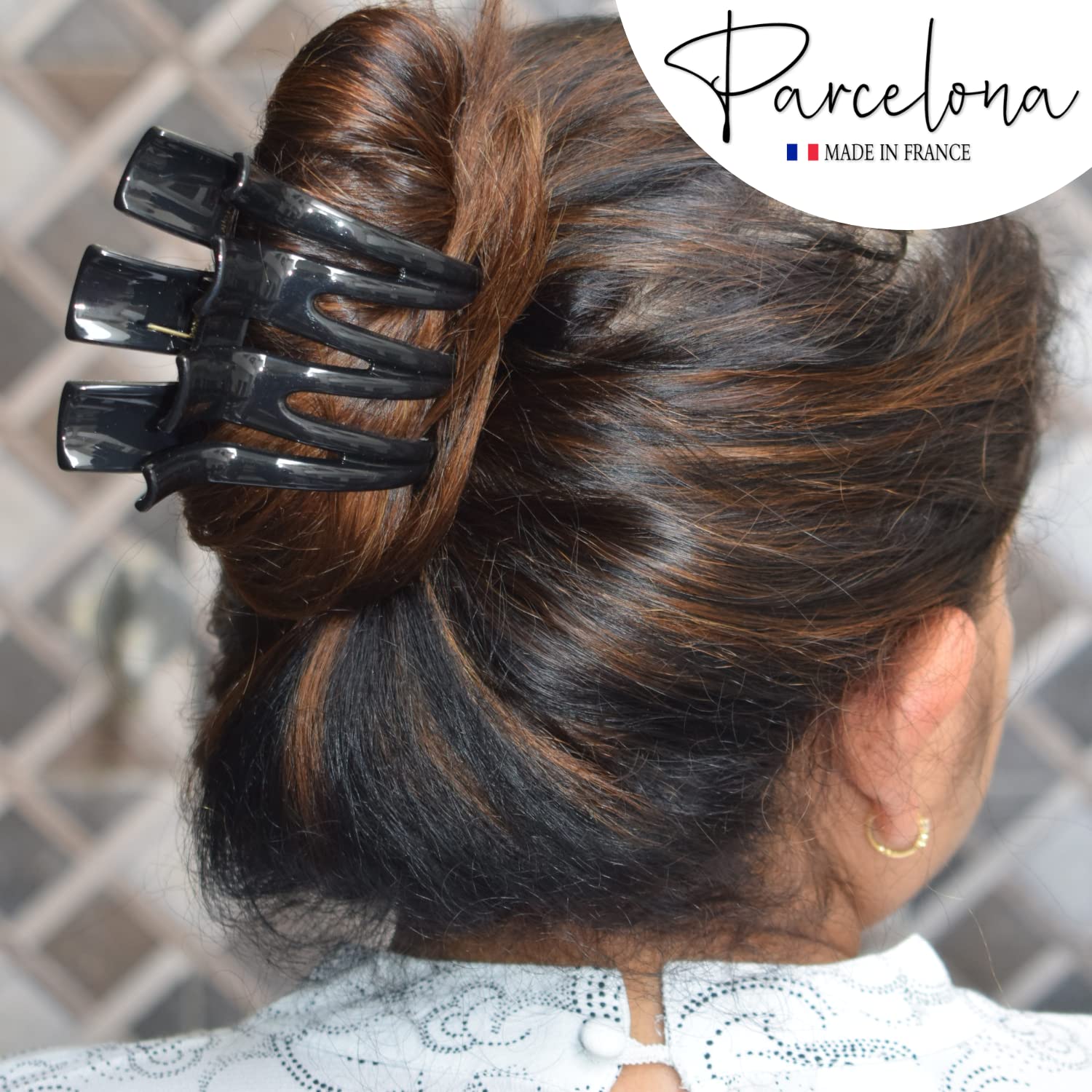Parcelona French Large and Wide 3 1/2" Cellulose No Slip Grip Hair Claw Clip