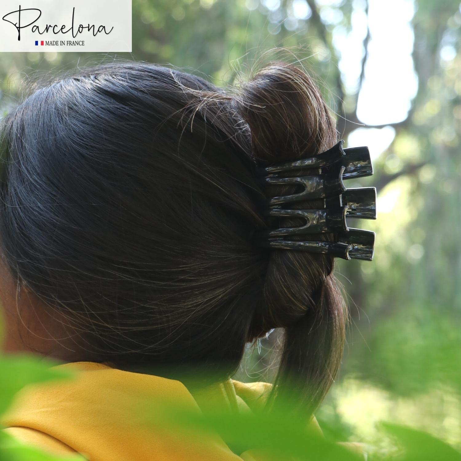 Parcelona French Large and Wide 3 1/2" Cellulose No Slip Grip Hair Claw Clip