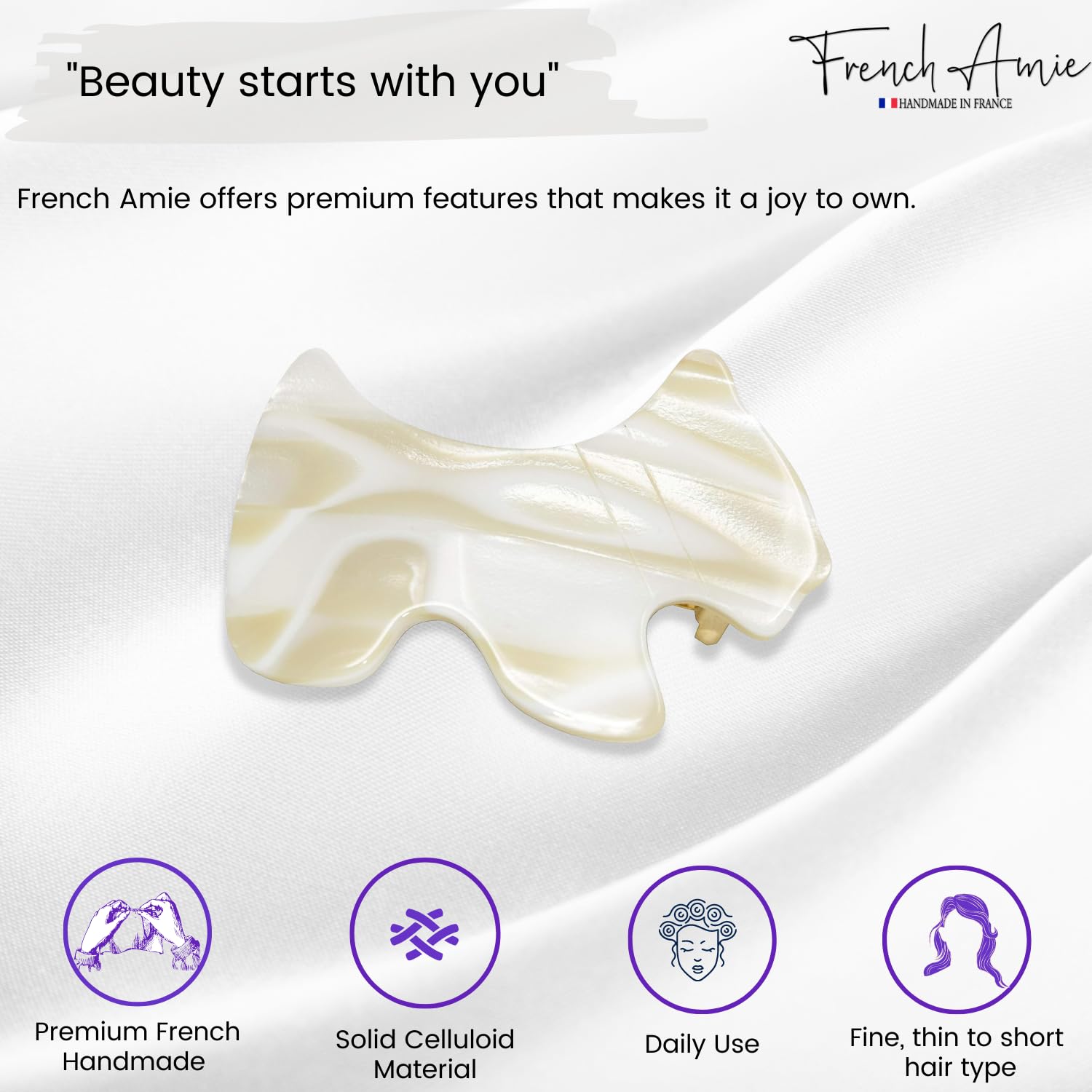 French Amie Scottish Dog Puppy 2" Small Cellulose Handmade Hair Barrette