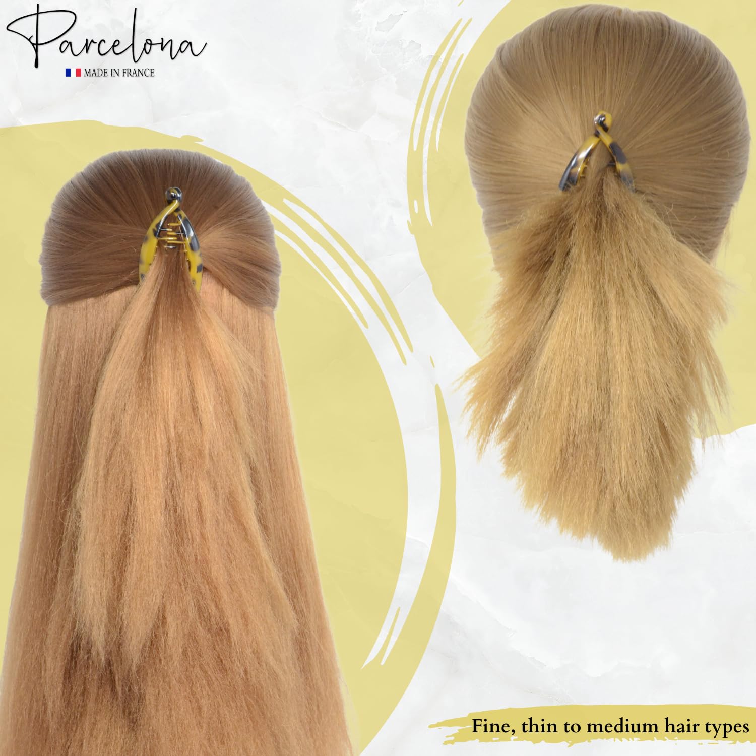 Parcelona French Effortless Mini Small Cellulose Banana Hair Clips(2 Pcs)