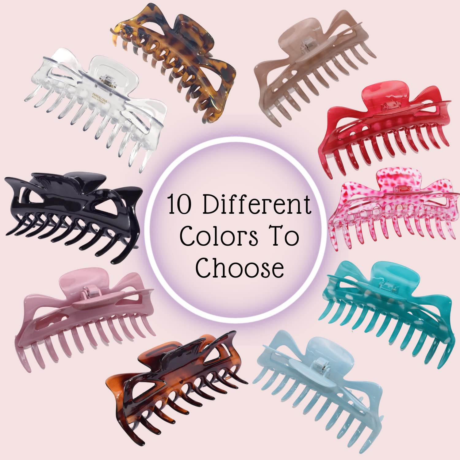 Parcelona French Classic Jumbo Large 5 1/2" Cellulose Hair Claw Clip for Women