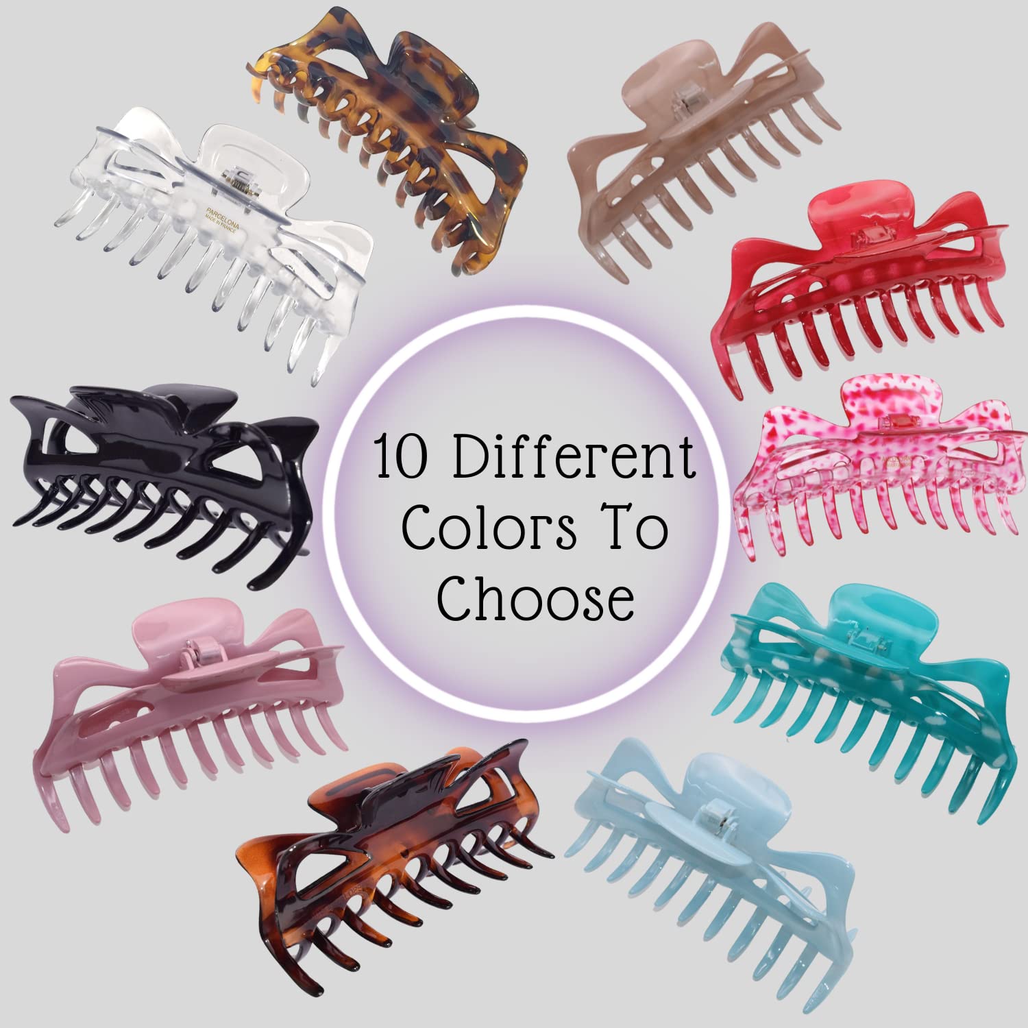 Parcelona French Classic Jumbo Large 5 1/2" Cellulose Hair Claw Clip for Women