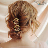 French Amie Mini Circle 1 ¼” Hair Clip - Snap Tige Boule Women Barrette Set Of 2