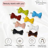 Parcelona French Ribbon Bow Small Celluloid Hair Barrettes for Women(8 Pcs)