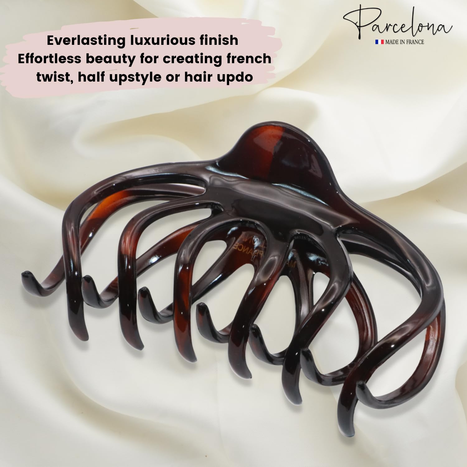 Parcelona French Dendrite Medium Cellulose Jaw Hair Claw for Women and Girls