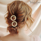French Amie Mini Circle 1 ¼” Hair Clip - Snap Tige Boule Women Barrette Set Of 2