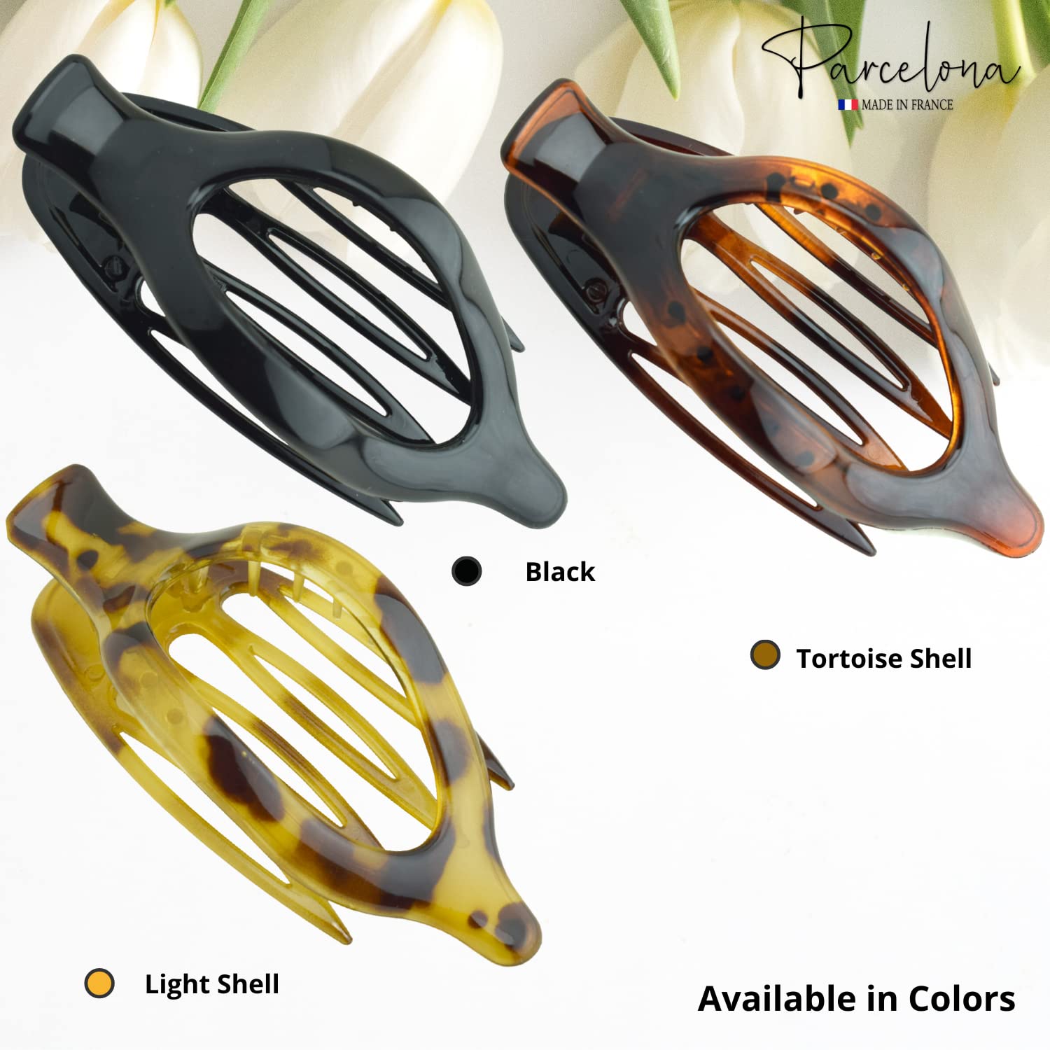 Parcelona French Wide Beak Large Cellulose Side Slide-In Hair Claw for Women