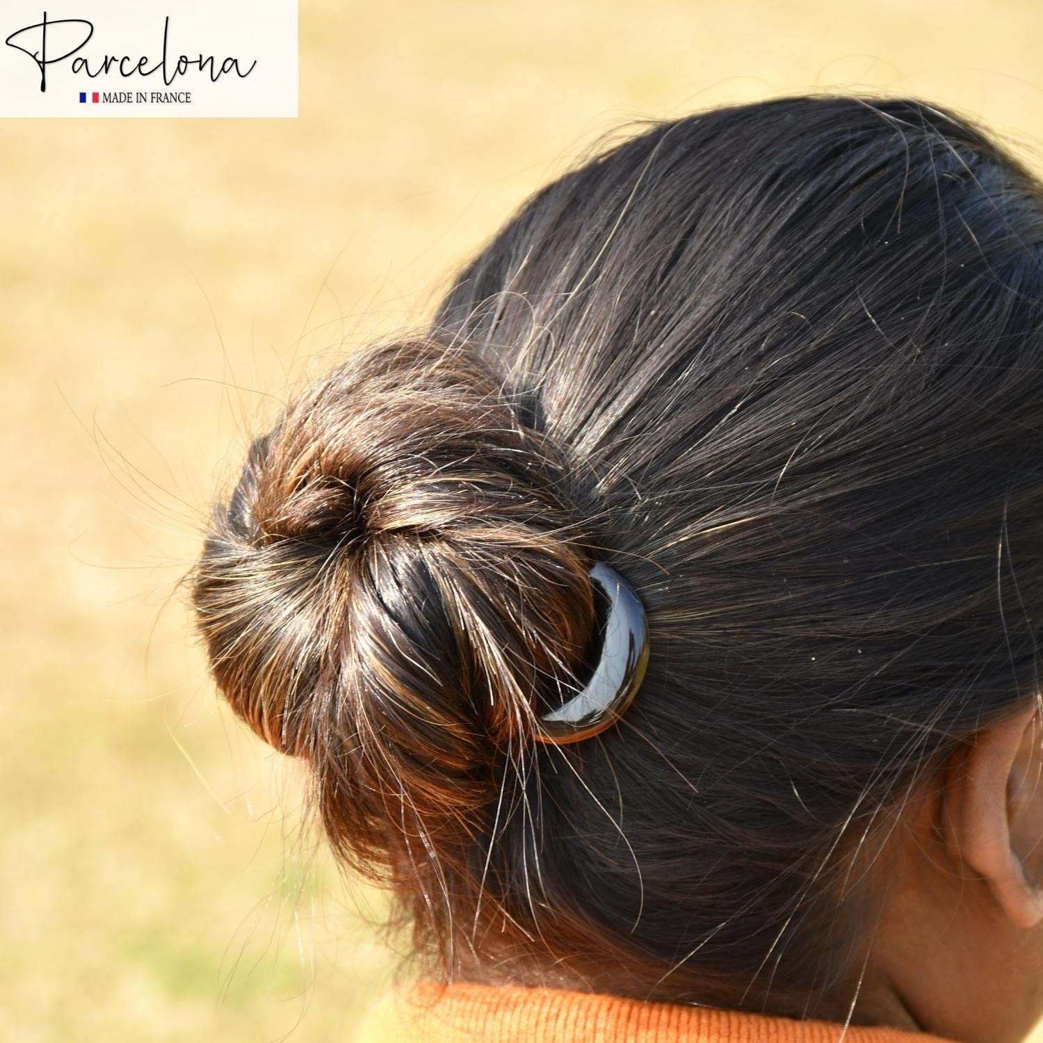 Parcelona French Curved U Large Cellulose Chignon Wavy Hair Stick for Women