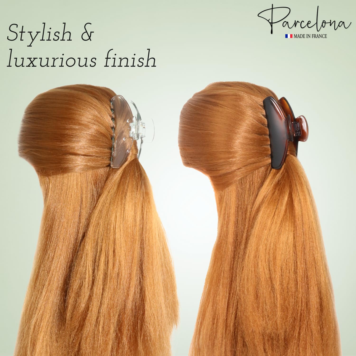 Parcelona French Basic Medium 3 1/2" Cellulose Jaw Hair Claws for Women(2 Pcs)
