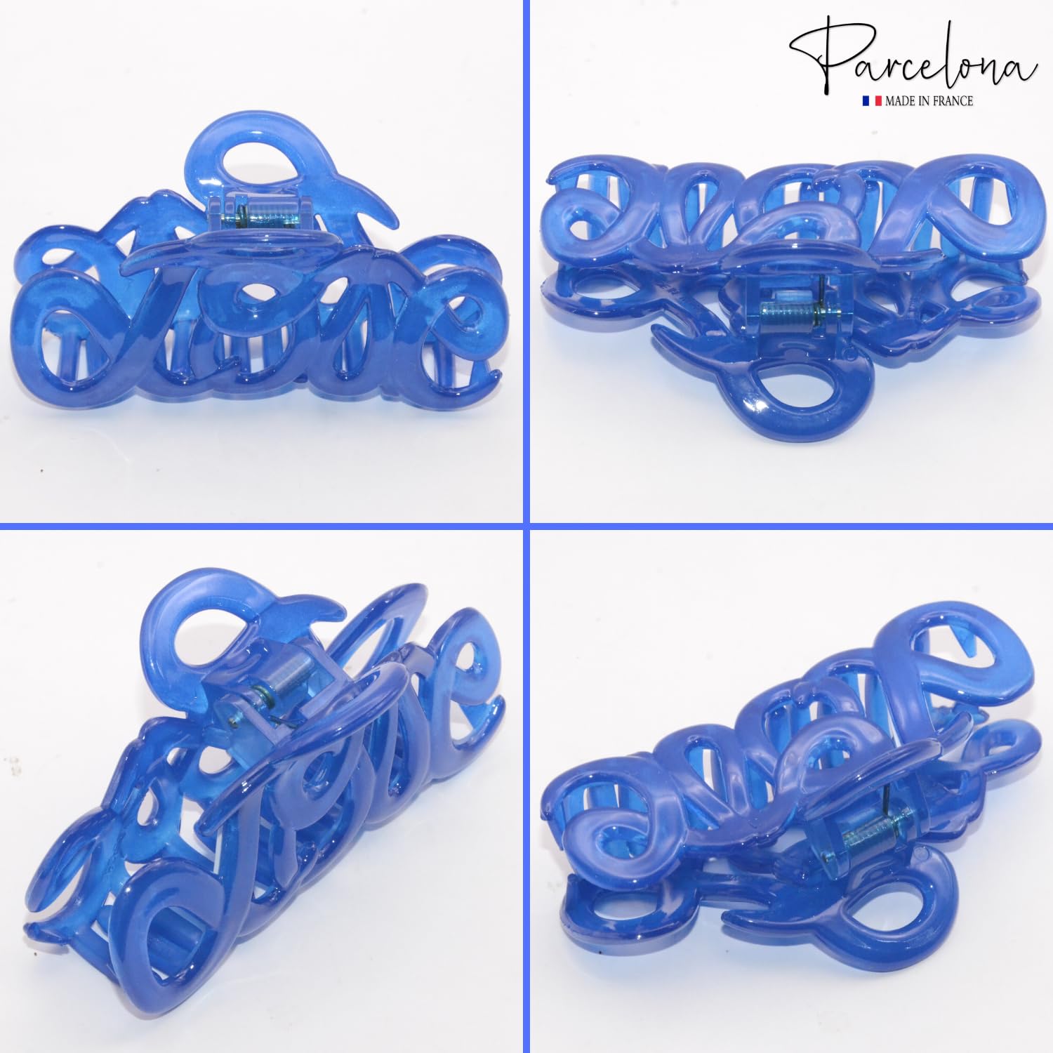 Parcelona French Love Medium 3" Cellulose Acetate Hair Claw Clip for Women