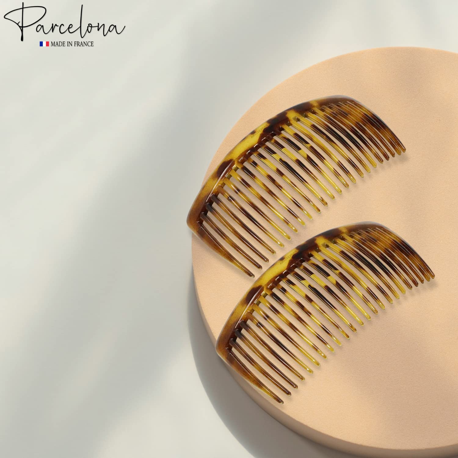 Parcelona French Glossy Large Cellulose Updo 23 Teeth Hair Side Combs(2 Pcs)