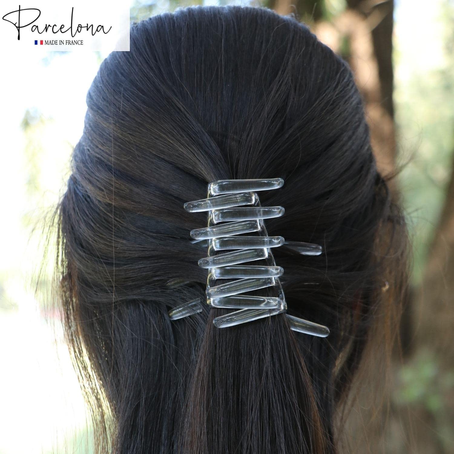 Parcelona French Crab Interlocking Medium Cellulose Hair Side Comb for Women