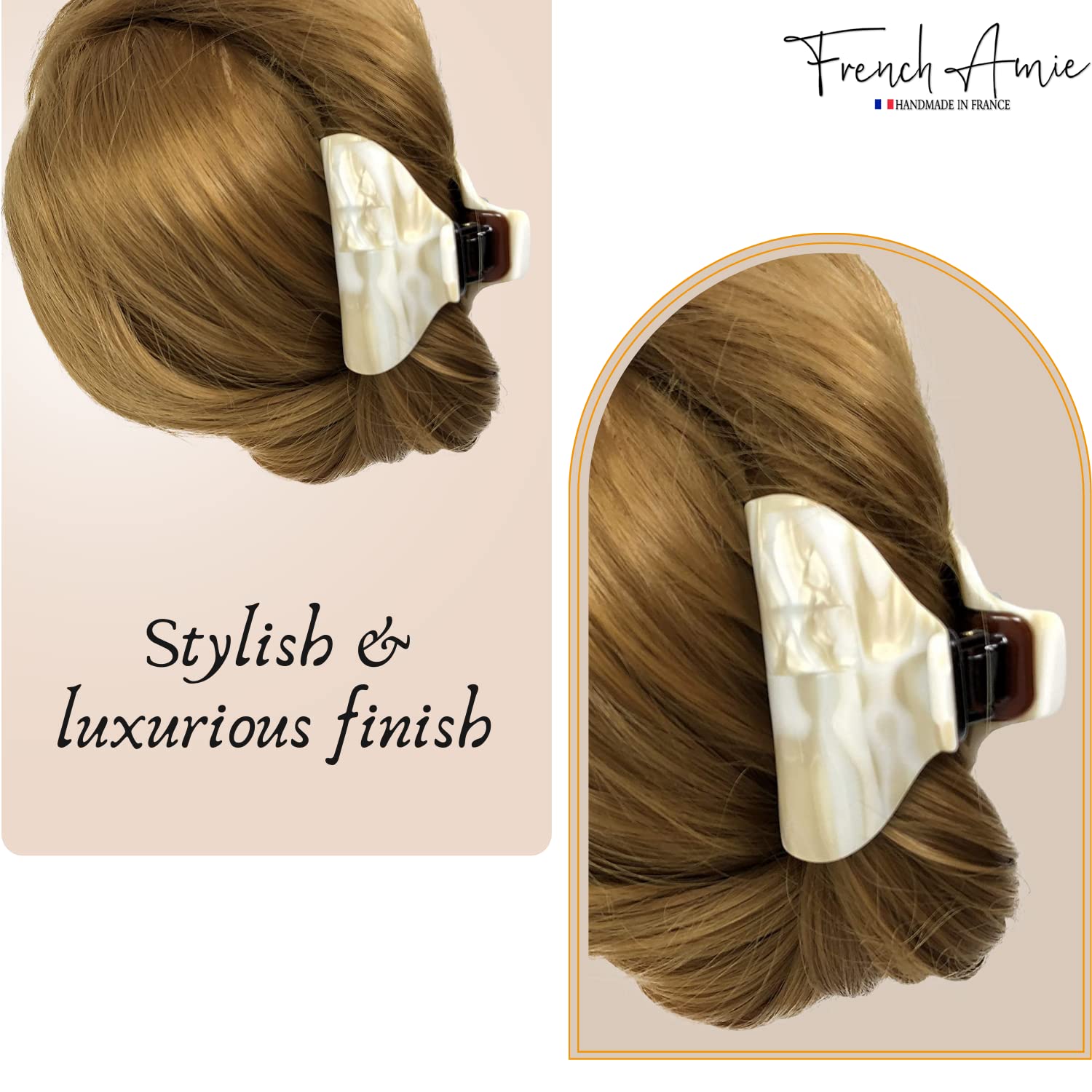 French Amie Tubular Wide Large Handmade Cellulose Jaw Hair Claw for Women
