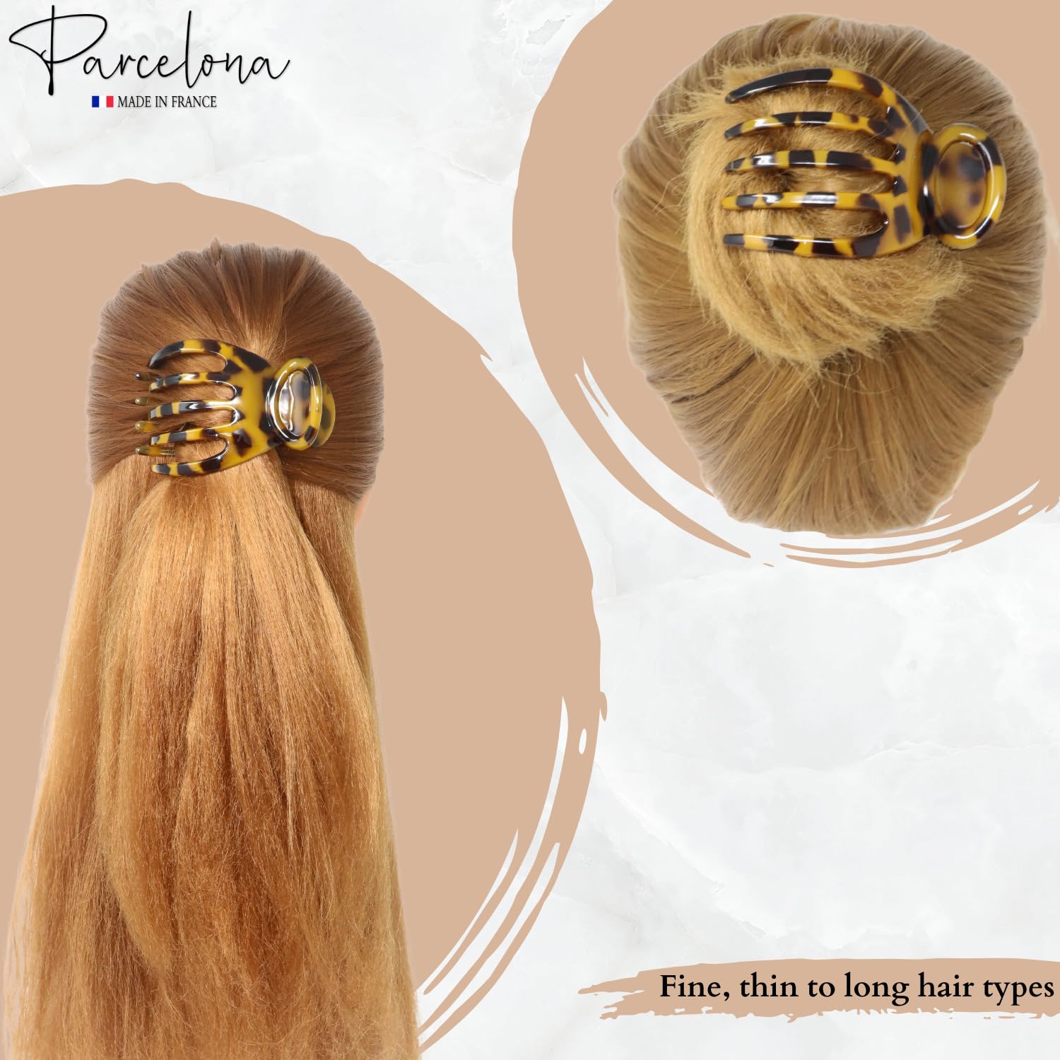 Parcelona French Basic Curved Paw Medium Cellulose Yoga Hair Claw for Women