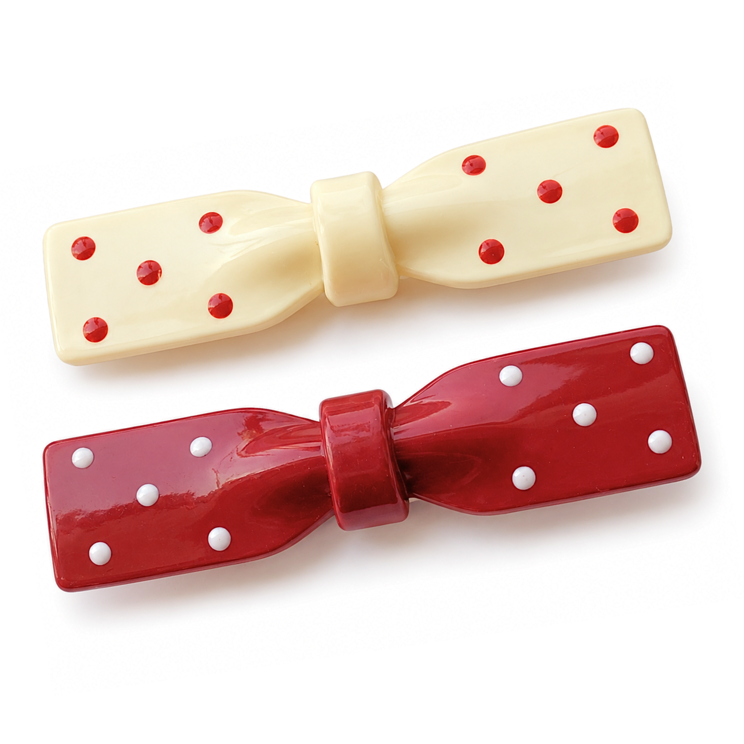 Moeni Polka Dot Bow Hair Clips 2.5" Alligator Teeth Jaw Clipper Girls Pack of 2