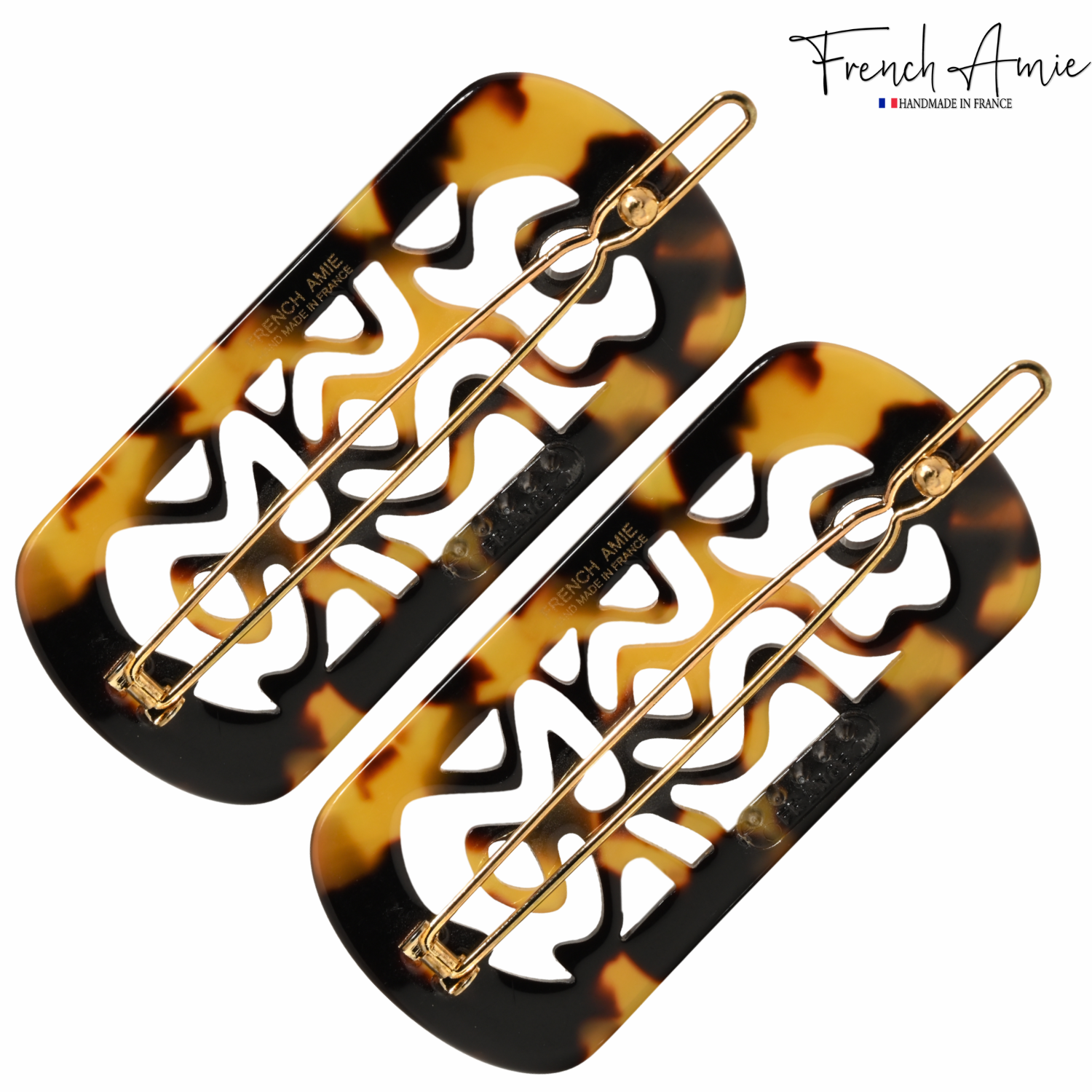 French Amie Swirls 2 ¼” Cellulose Handmade Tige Boule Snap Hair Clips for Women
