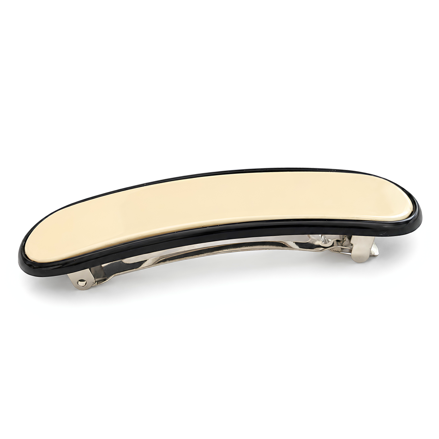 Parcelona French Medium Stylish Ivory Black Cellulose Shell Hair Clip Barrette