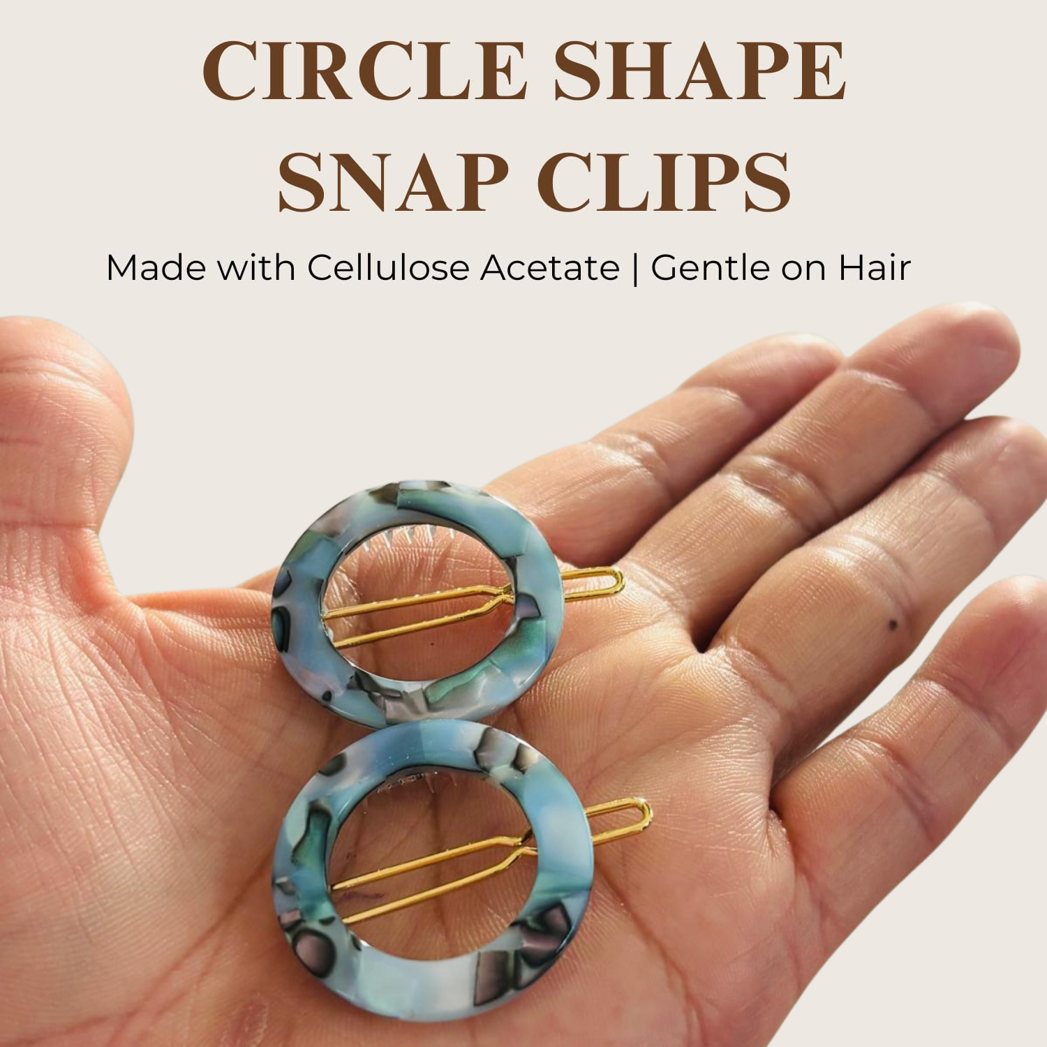 French Amie Mini Circle 1 ¼” Hair Clip - Snap Tige Boule Women Barrette Set Of 2
